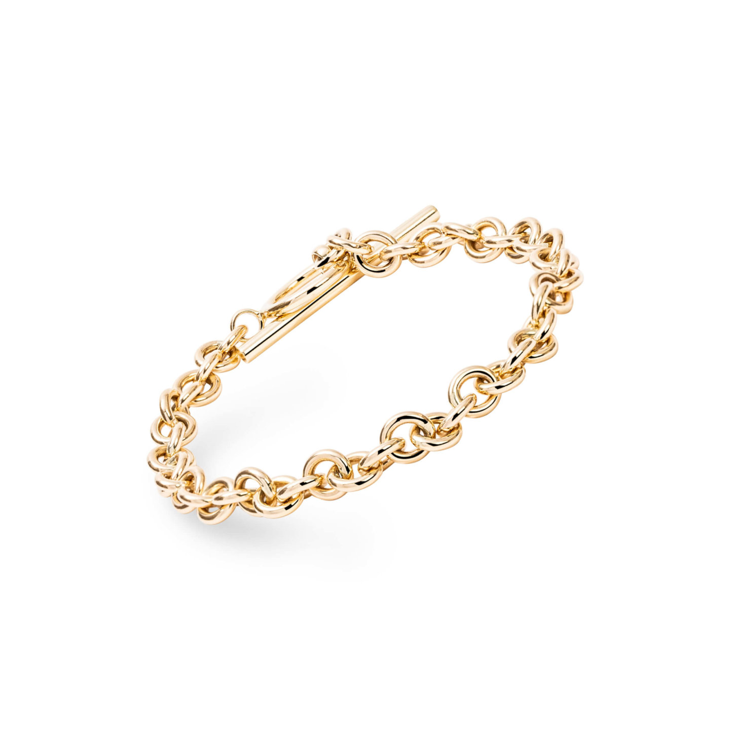 Belcher Link T Bar Yellow Gold Bracelet