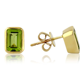 Peridot and Yellow Gold Octagonal Stud Earrings