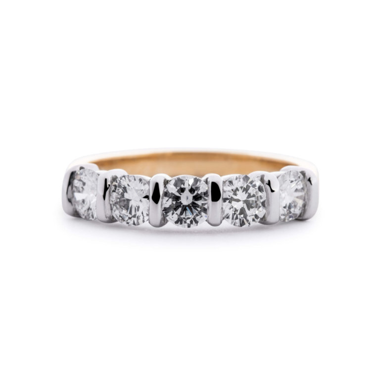 Brilliant Cut 1.18ct Diamond Bar-Set Five Stone Ring