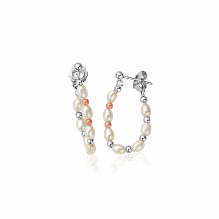 Clogau Nature's Wonder Sterling Silver Beachcomber Hoop Earrings with Pearls