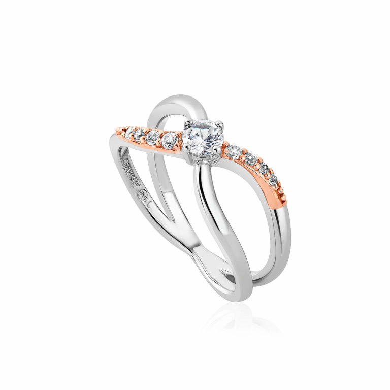 Clogau Silver and White Zircon Kiss Ring