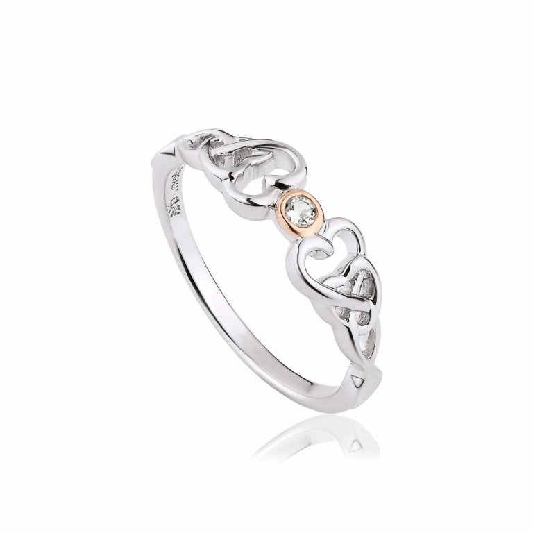 Clogau Silver and White Topaz Lovespoons Ring