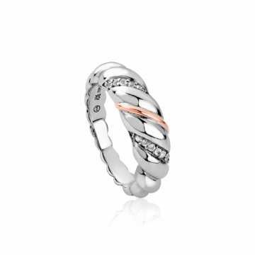 Clogau Silver and White Topaz Lover's Twist Ring