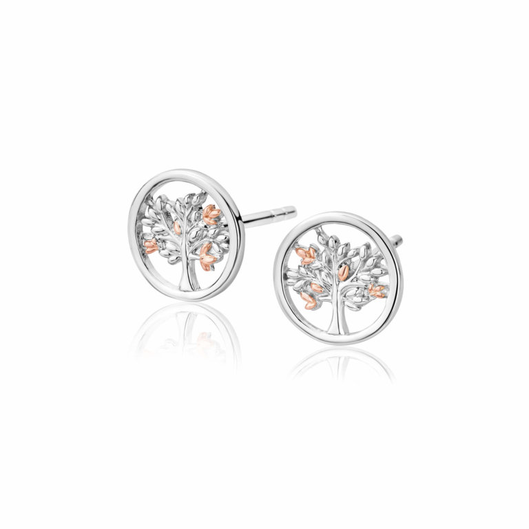 Clogau Silver Tree of Life Circle Stud Earrings