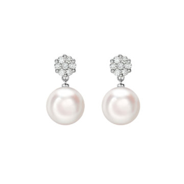 Detachable Cultured Pearl and Diamond Earrings