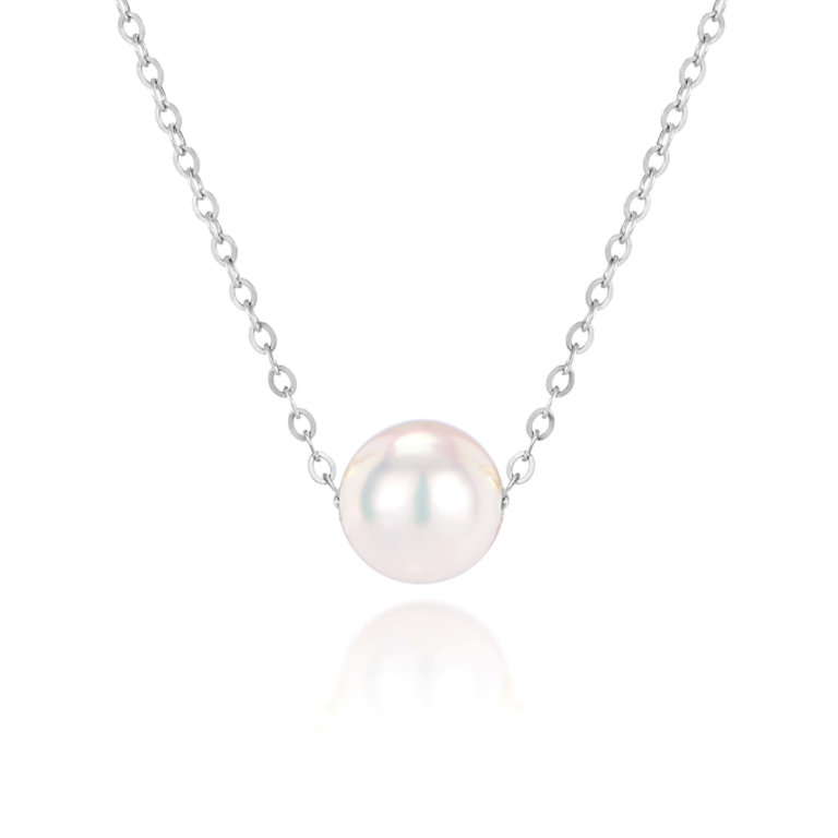 Cultured Pearl and White Gold Slider Pendant