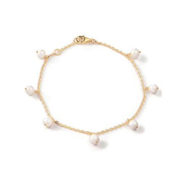 Cultured Pearl and Yellow Gold Fringe Bracelet