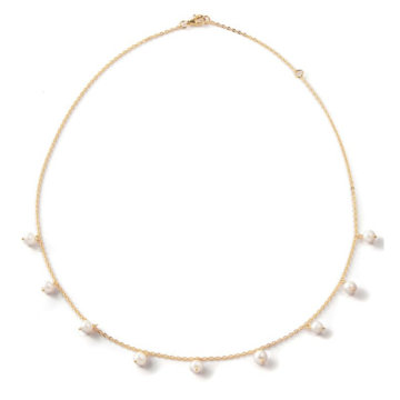 Cultured Pearl and Yellow Gold Fringe Necklace