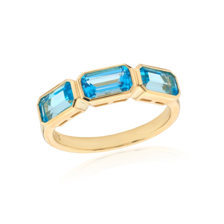 Blue Topaz and Yellow Gold Ring