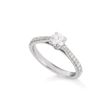 Flawless Fattorinis 0.40ct Diamond with Diamond Shoulders Ring