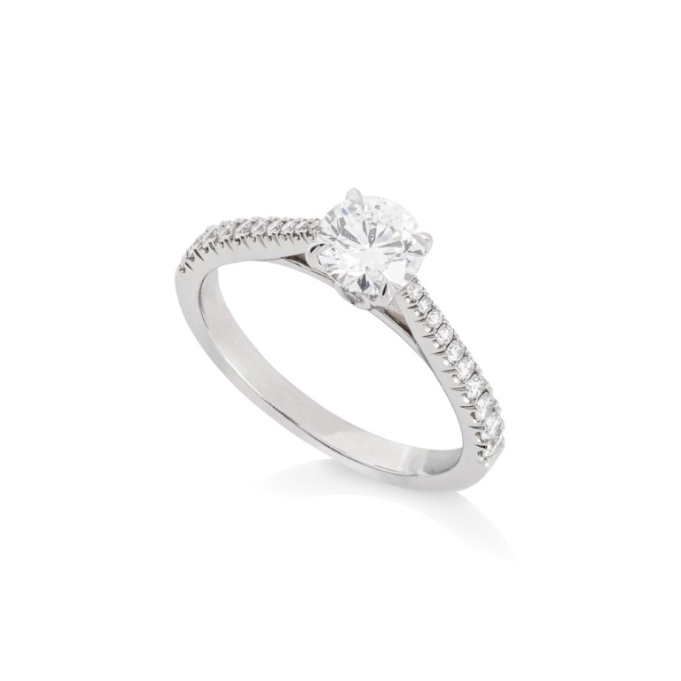 Flawless Fattorinis 0.70ct Diamond with Diamond Shoulders Ring