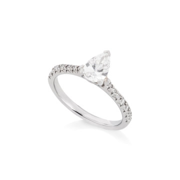 Forever Fattorinis 0.70ct Pear Cut Diamond with Diamond Shoulders Ring