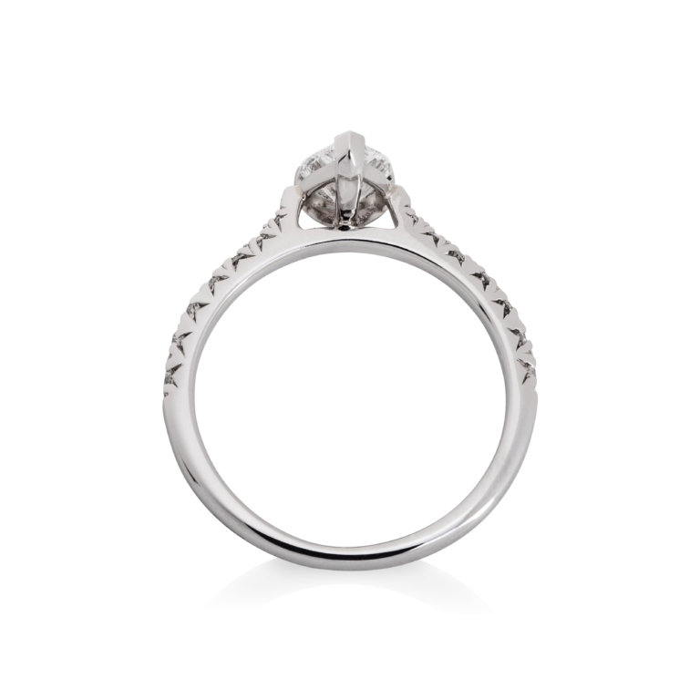 Forever Fattorinis 0.70ct Pear Cut Diamond with Diamond Shoulders Ring