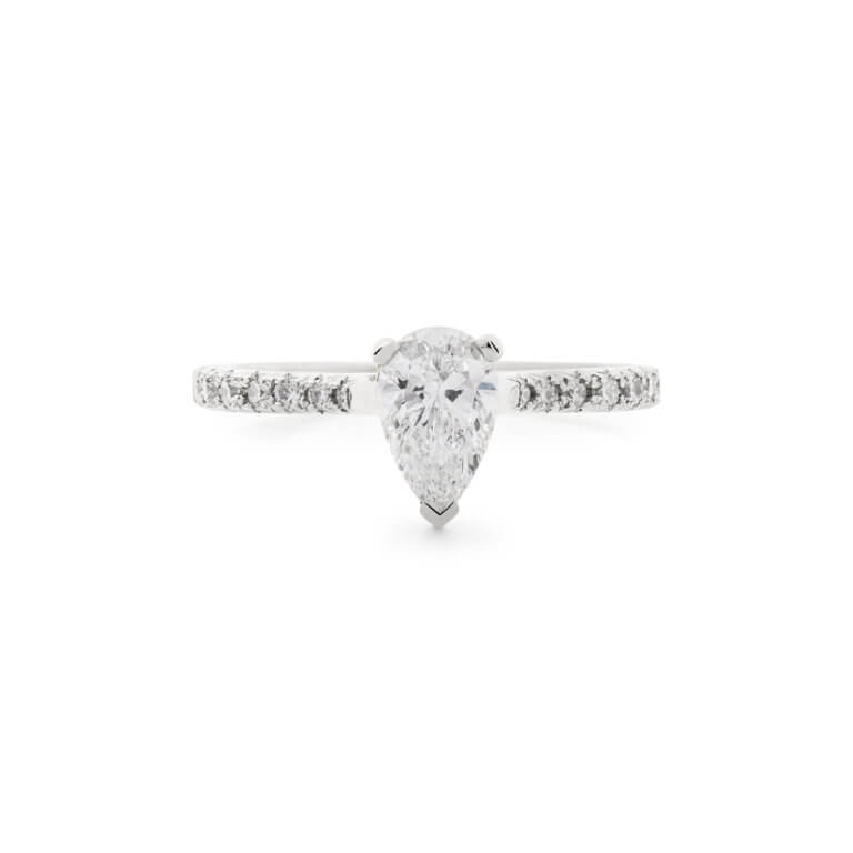 Forever Fattorinis 0.70ct Pear Cut Diamond with Diamond Shoulders Ring