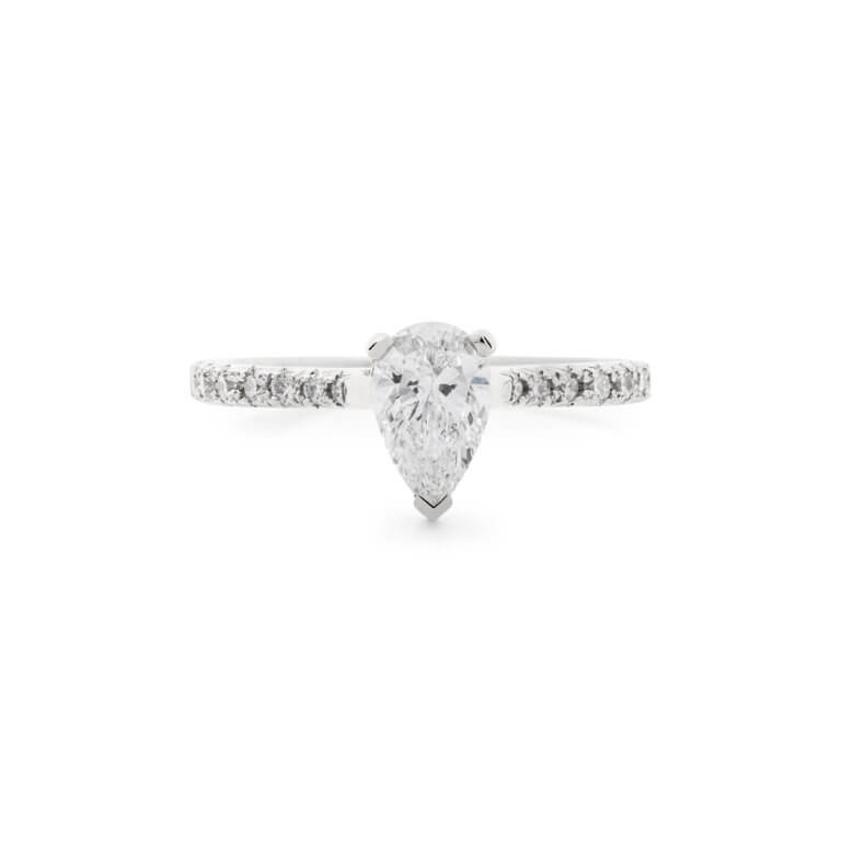 Forever Fattorinis 0.70ct Pear Cut Diamond with Diamond Shoulders Ring