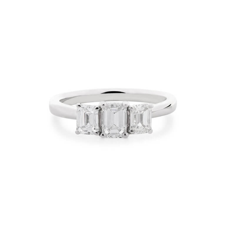 Emerald Cut 1.19ct Diamond Three Stone Ring