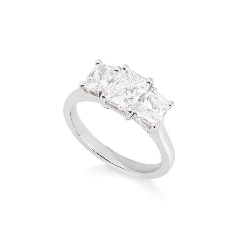 Radiant Cut 2.01ct Diamond Three Stone Ring