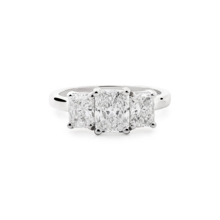 Radiant Cut 2.01ct Diamond Three Stone Ring