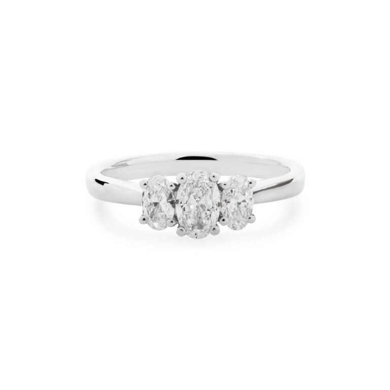 Oval Brilliant Cut 0.73ct Diamond Three Stone Ring