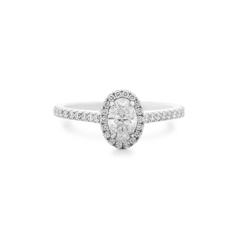 Oval Brilliant Cut 0.50ct Diamond Halo Ring - Image 3