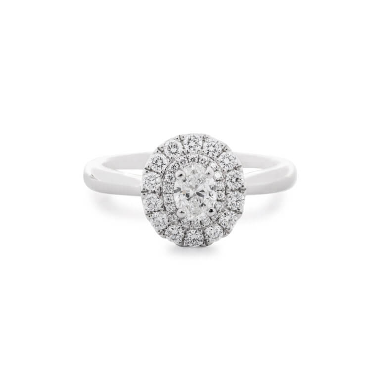 Oval Cut 0.35ct Diamond Double Halo Ring