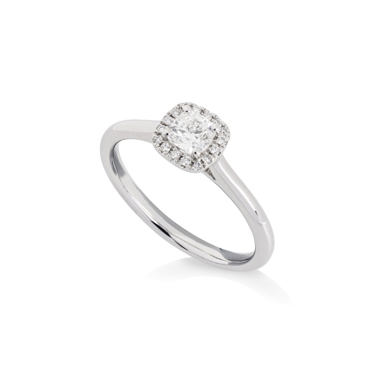 Cushion Cut 0.40ct Diamond Halo Ring