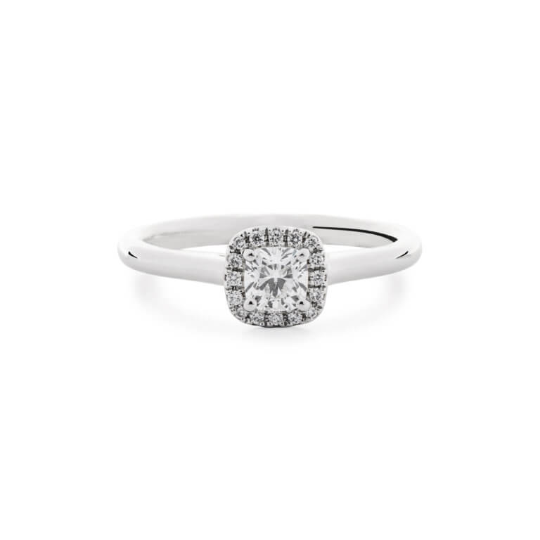 Cushion Cut 0.40ct Diamond Halo Ring