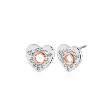 Clogau Silver Cariad Sparkle Heart Stud Earrings