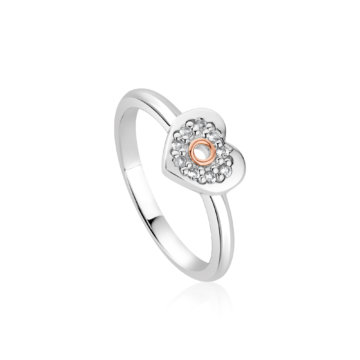 Clogau Silver Cariad Sparkle Heart Ring