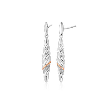 Clogau Silver and White Topaz Lover's Twist Drop Earrings