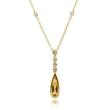 Citrine and Diamond Drop Pendant