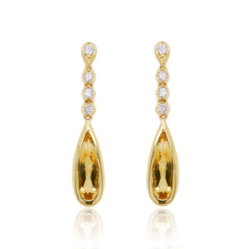 Citrine and Diamond Drop Earrings