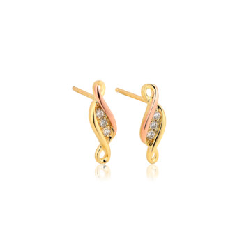 Clogau Past Present Future 9ct Solid Gold Stud Earrings with Diamonds