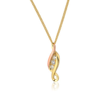 Clogau Past Present Future 9ct Solid Gold Pendant with Diamonds