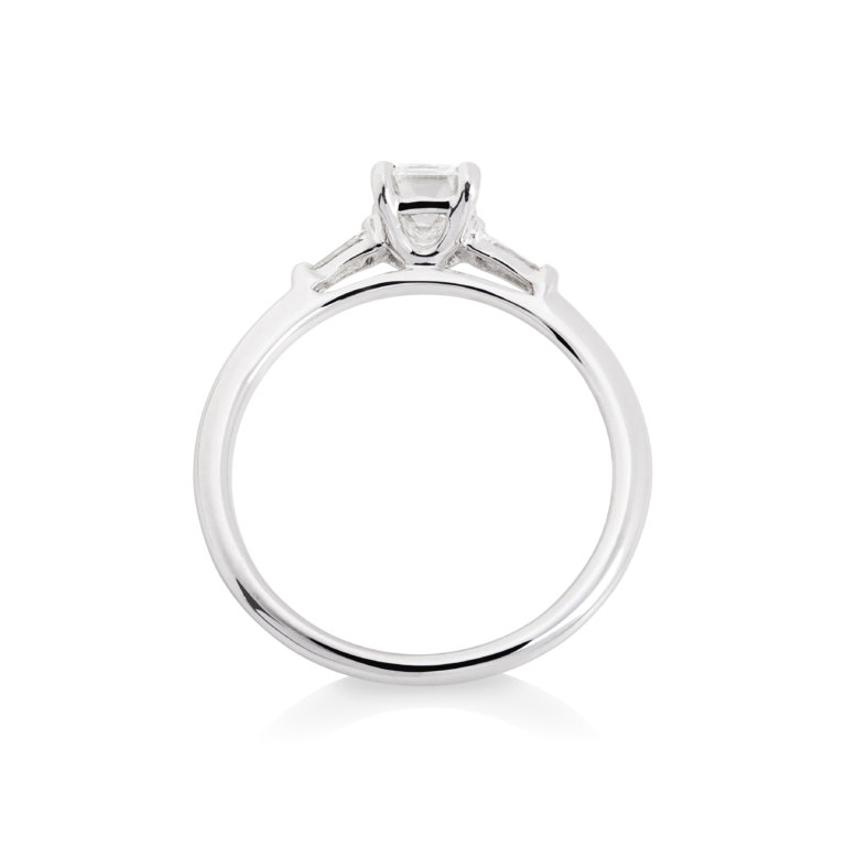 Emerald and Tapered Baguette Cut 0.78ct Diamond Ring - Image 2