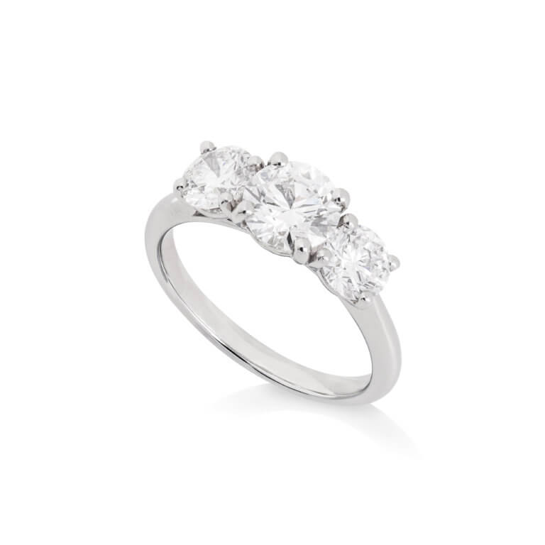 Laboratory Grown Round Brilliant 2.06ct Diamond Three Stone Ring
