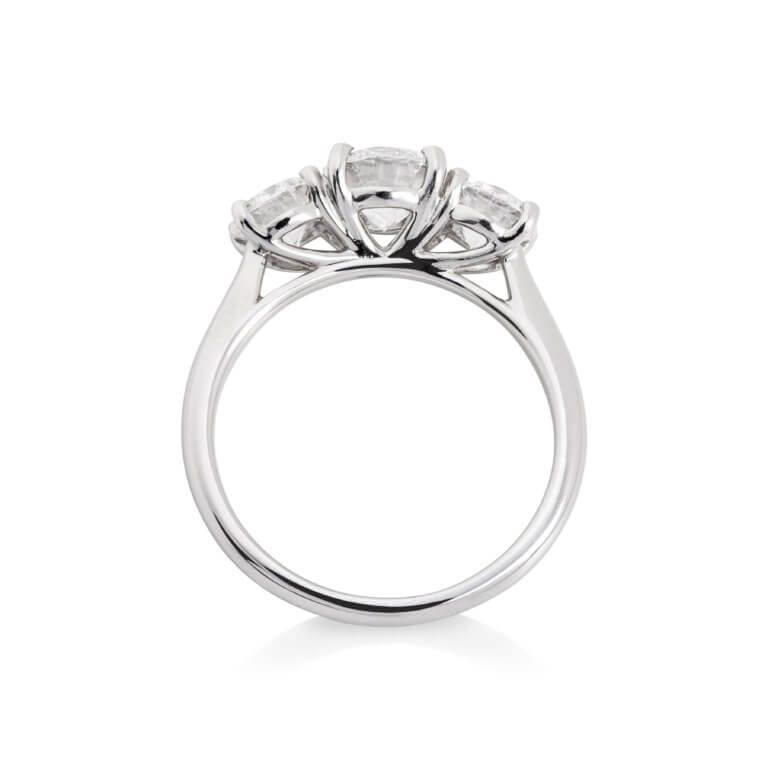 Laboratory Grown Round Brilliant 2.01ct Diamond Three Stone Ring