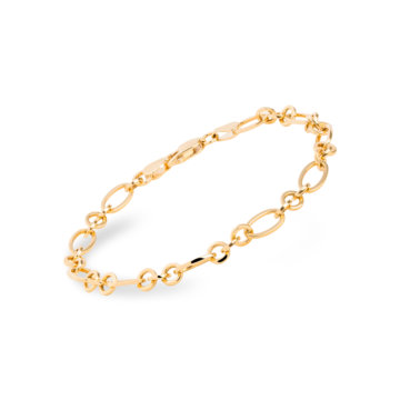 Yellow Gold Oval and Round Link Bracelet