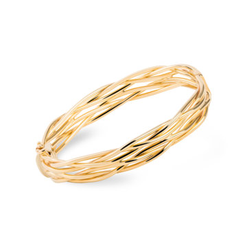 Yellow Gold Weave Hinged Bangle