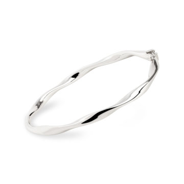 White Gold Solid Twisted Hinged Bangle