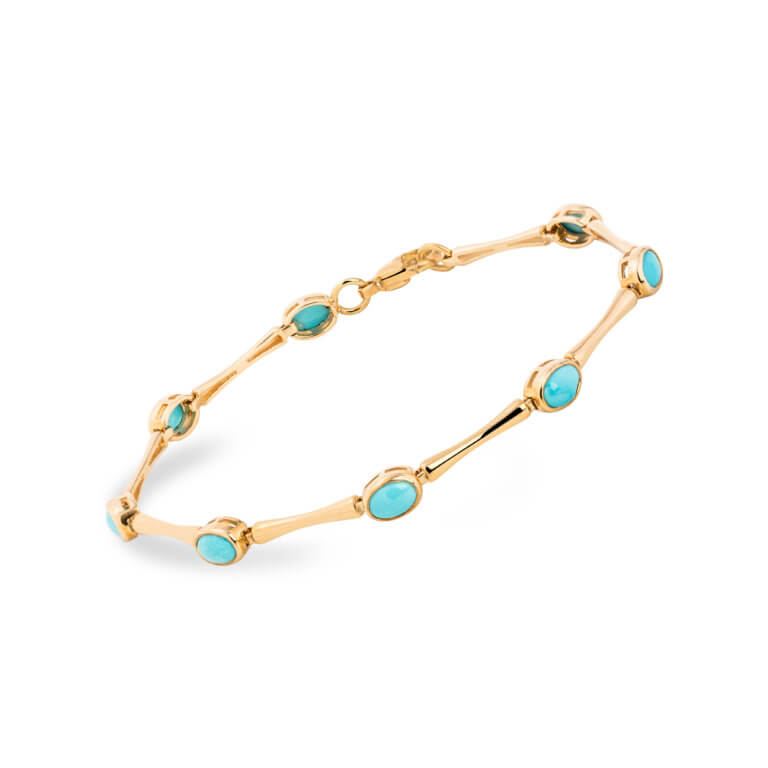 Turquoise and Yellow Gold Bracelet