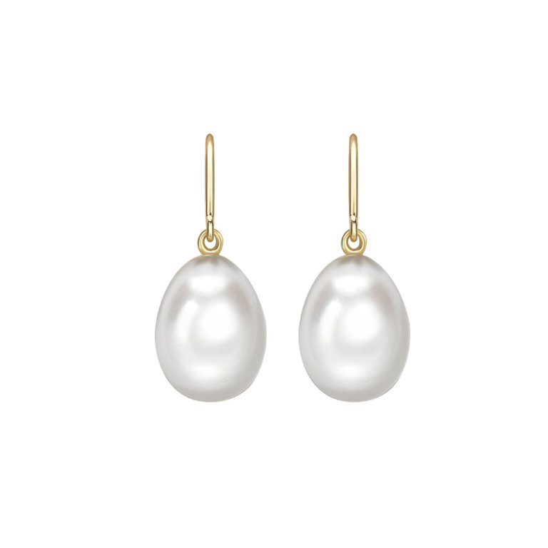 Freshwater Cultured Pearl and Yellow Gold Drop Earrings