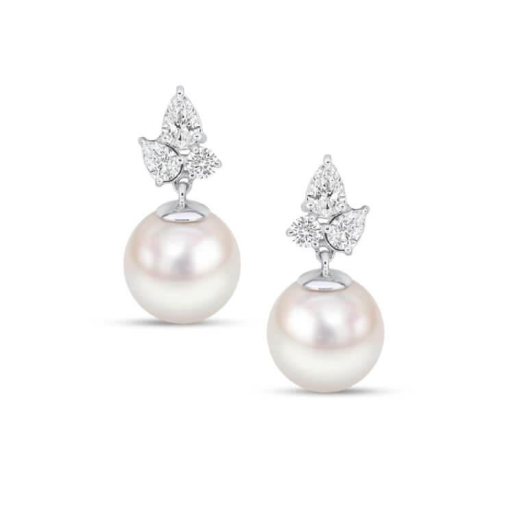 Cultured Pearl and Diamond Drop Earrings
