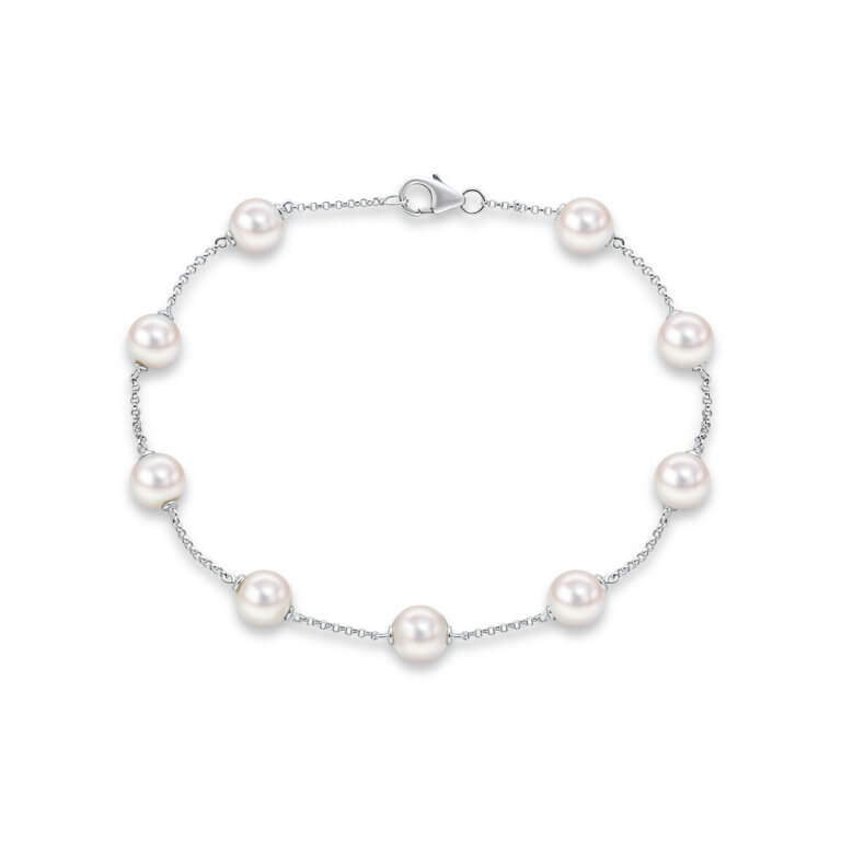 Cultured Pearl and White Gold Bracelet