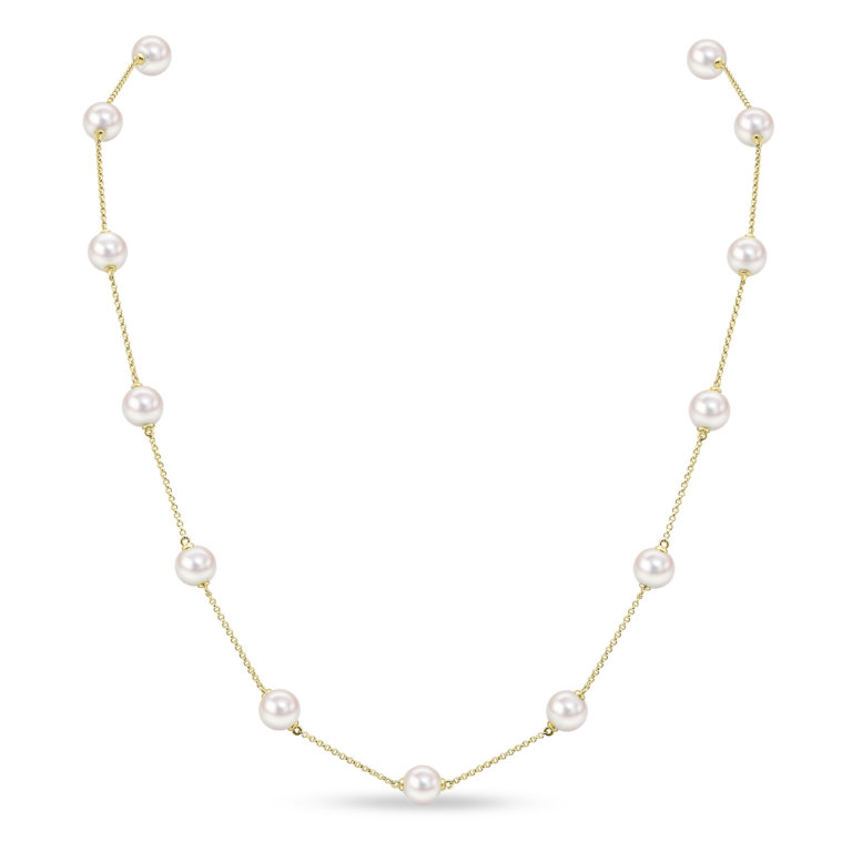 Cultured Pearl and Yellow Gold Necklace