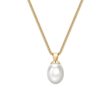 Freshwater Cultured Pearl and Yellow Gold Drop Pendant