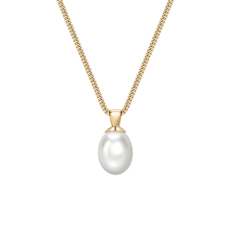 Freshwater Cultured Pearl and Yellow Gold Drop Pendant