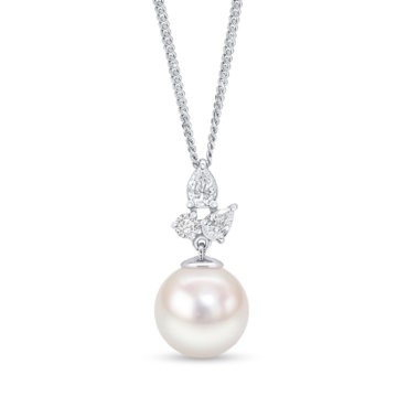 Cultured Pearl and Diamond Drop Pendant