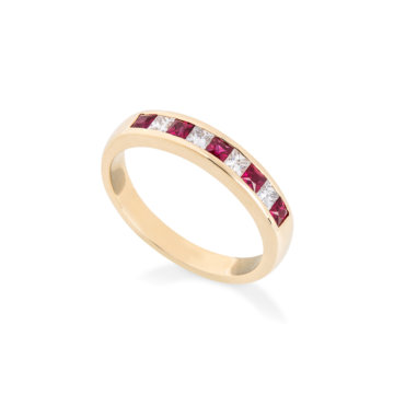 Ruby and Diamond Channel Set Eternity Ring