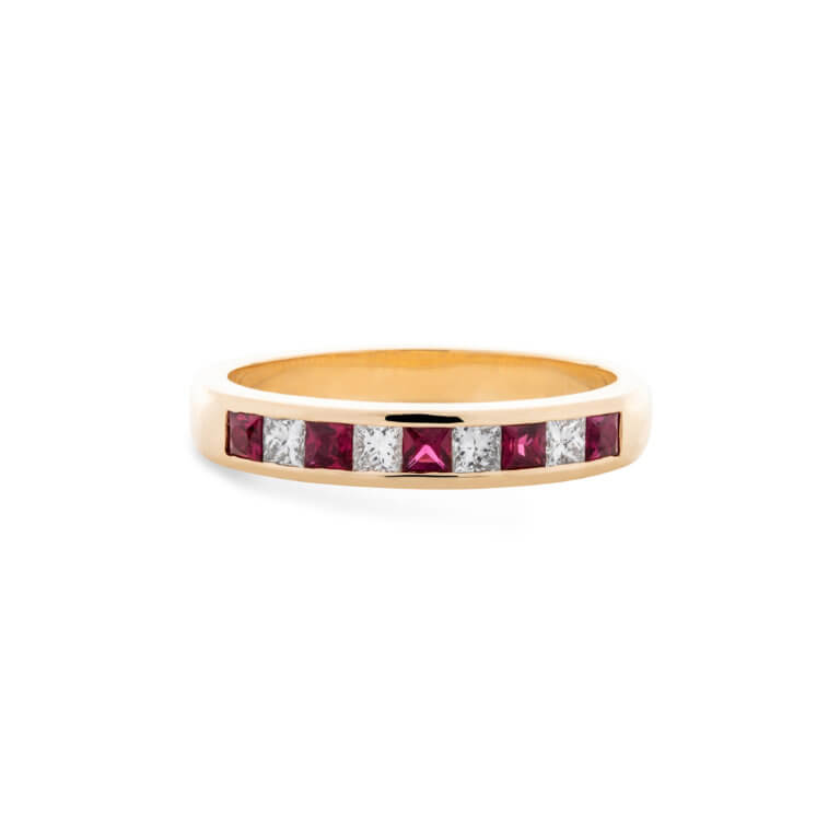 Ruby and Diamond Channel Set Eternity Ring